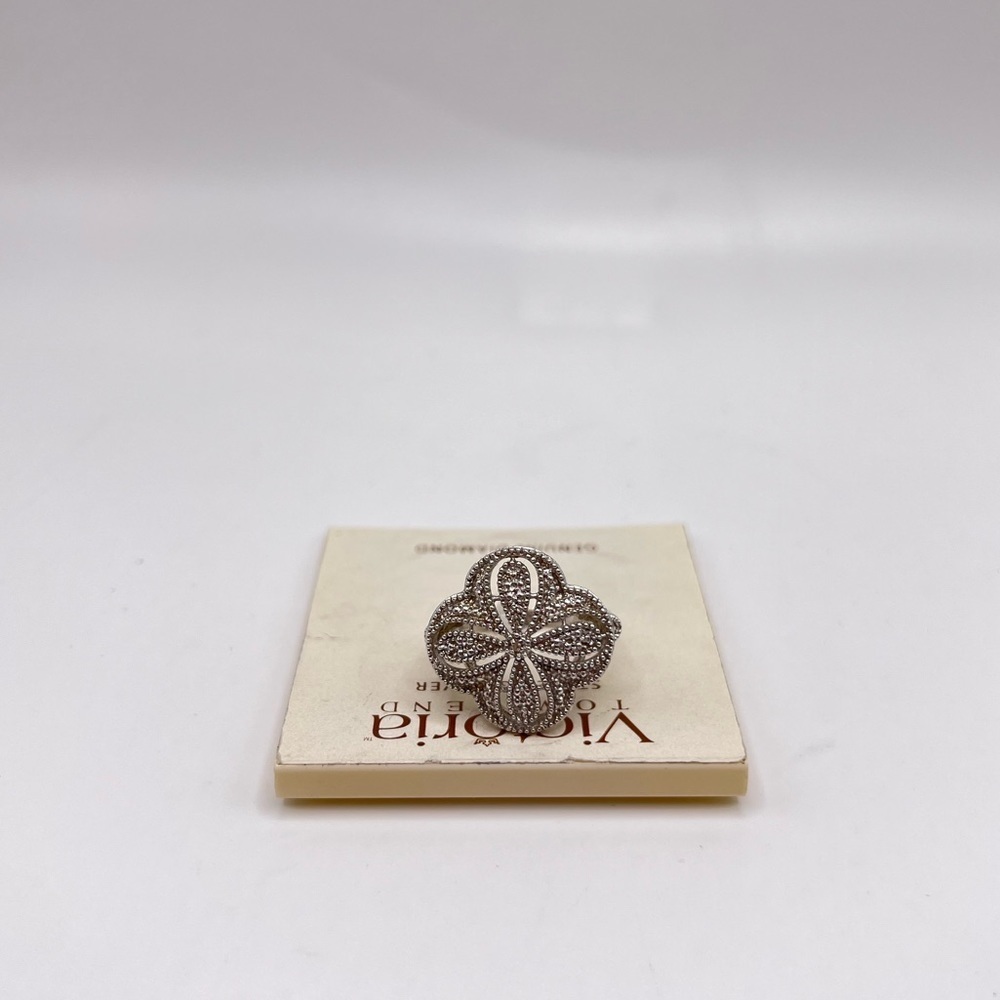 Victoria Townsend Sterling Silver Diamond Ring Size 6.5 NWT